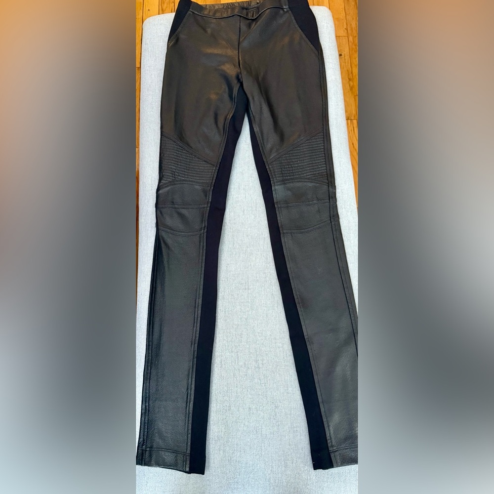 BCBG Black Leather Leggings